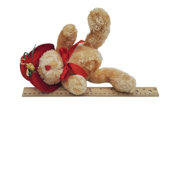 Dan Dee Collector Choice Fuzzy Teddy Bear Plush Red Hat Rose Stuffed Animal 10" - Picture 7 of 7